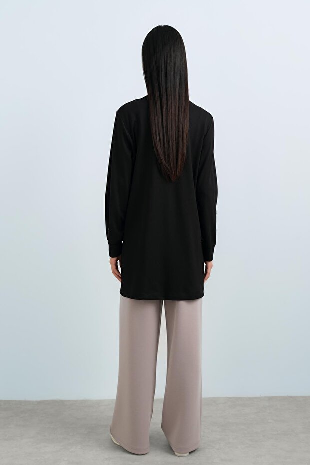 Rahat Kalıp Örme Çelik Sweat Siyah - 6