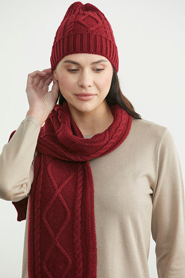 Örme Bere - Bordo - 3