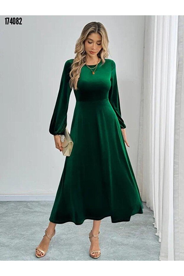 Long Sleeve Velvet Dress