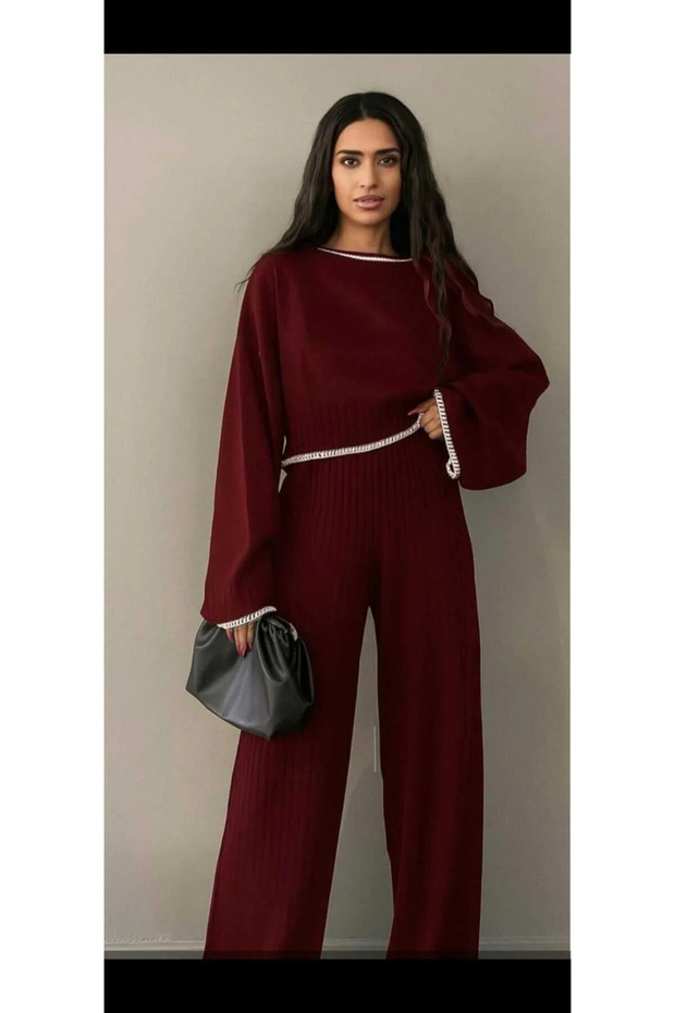 Women's Black Relaxed Fit Knitwear Two-Piece Set - Modern and Stylish Combination