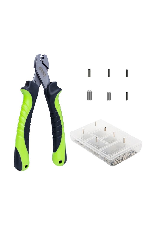 Green set Booms Fishing CP2 Fishing Crimping Pliers with 300Pcs/set for Single & Double 6 Size Fishi
