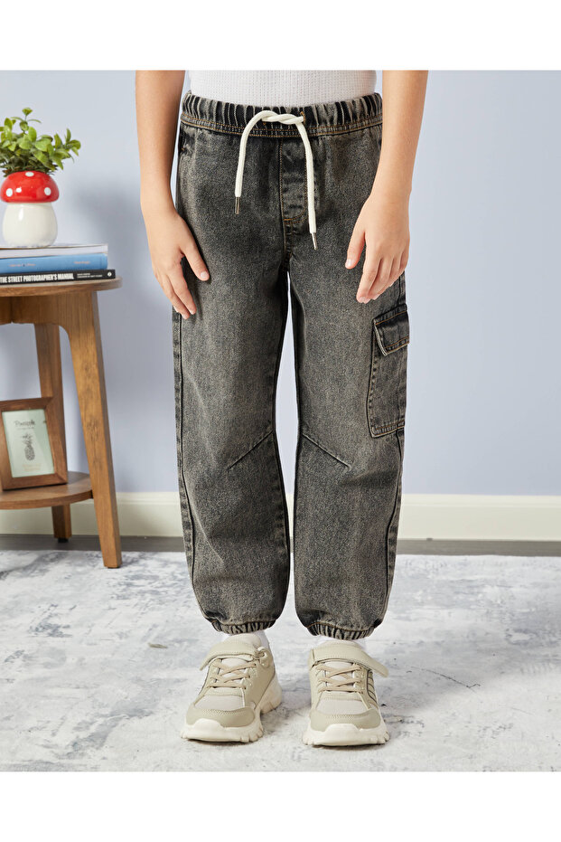 Boys Grey Side Cargo Pocket Jogger