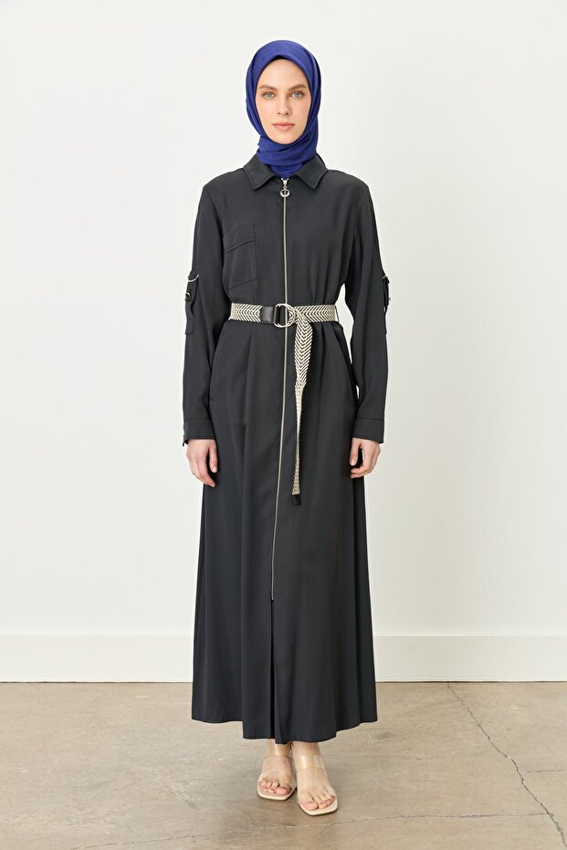 Rahat Kalıp Modal Elbise Siyah - 1