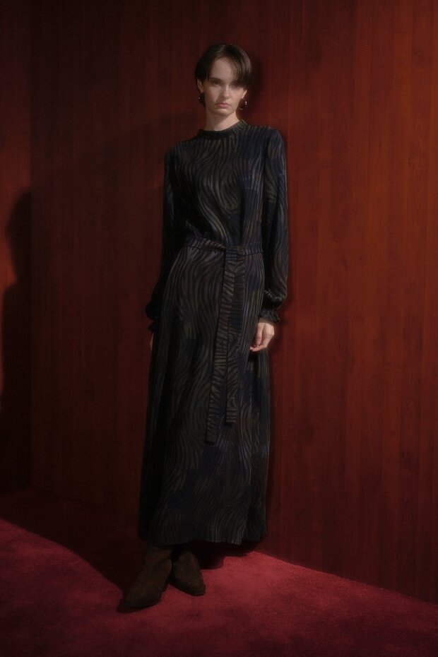 Jakarlı Bambu Elbise Siyah - 1