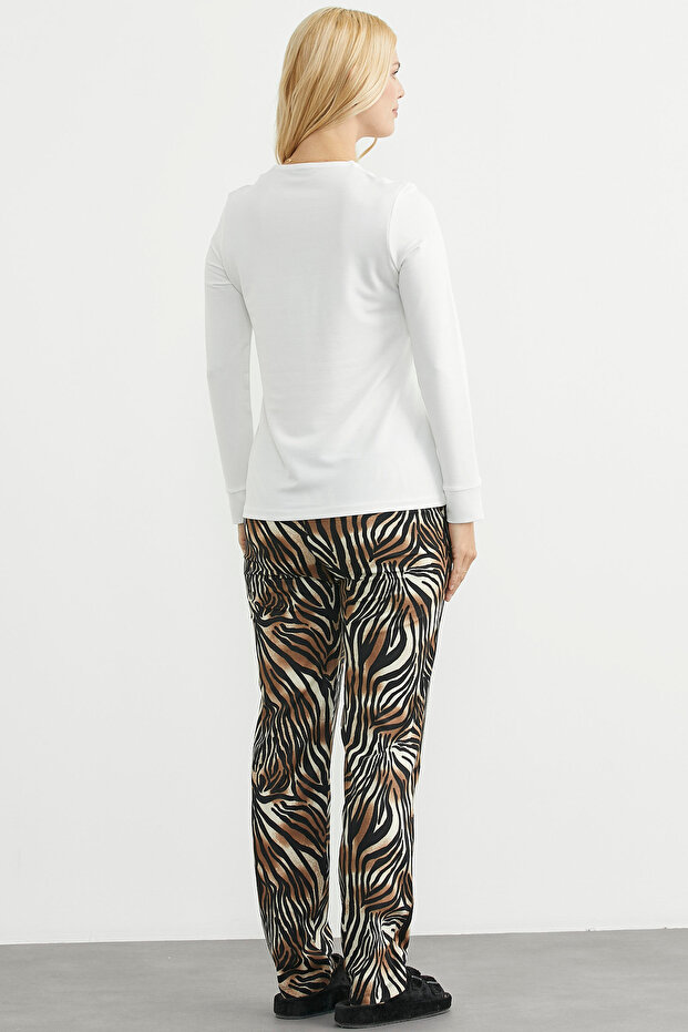 Set pijama combinat leopard - Ecru - 6