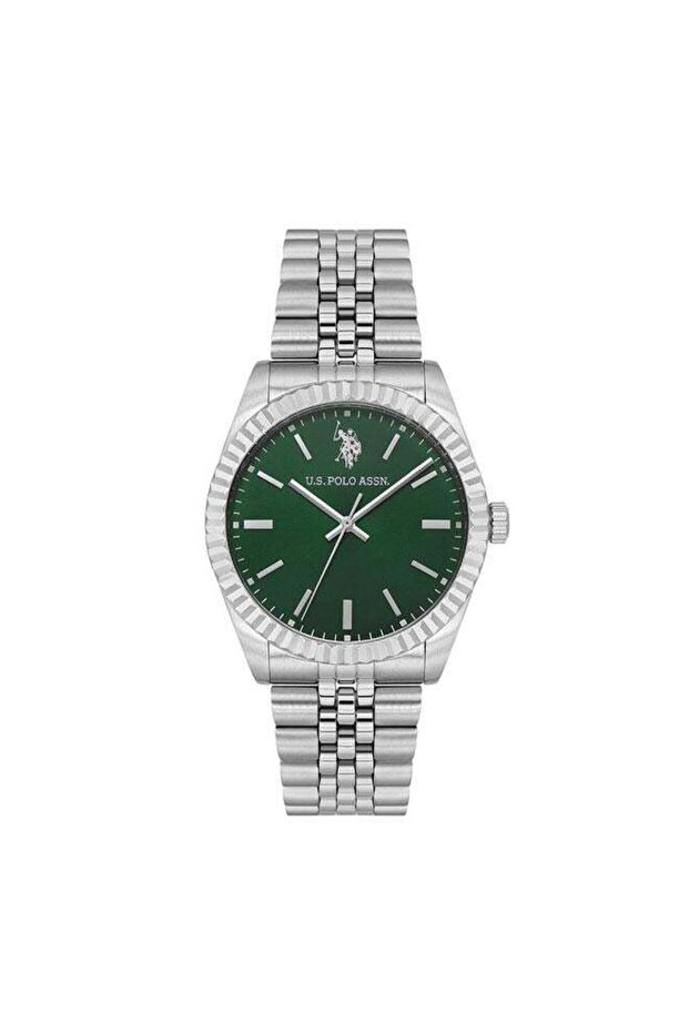 Novelties Green Dial Silver Stainless Steel Analog Watch for Men 40mm
