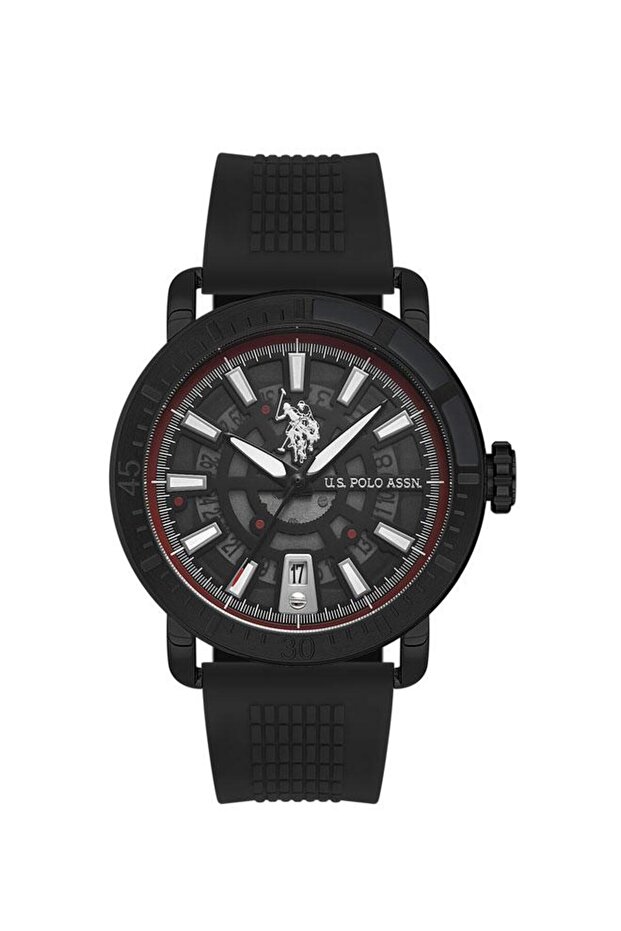 43mm Chronograph Men's Watch with Black Dial & Silicone Strap
