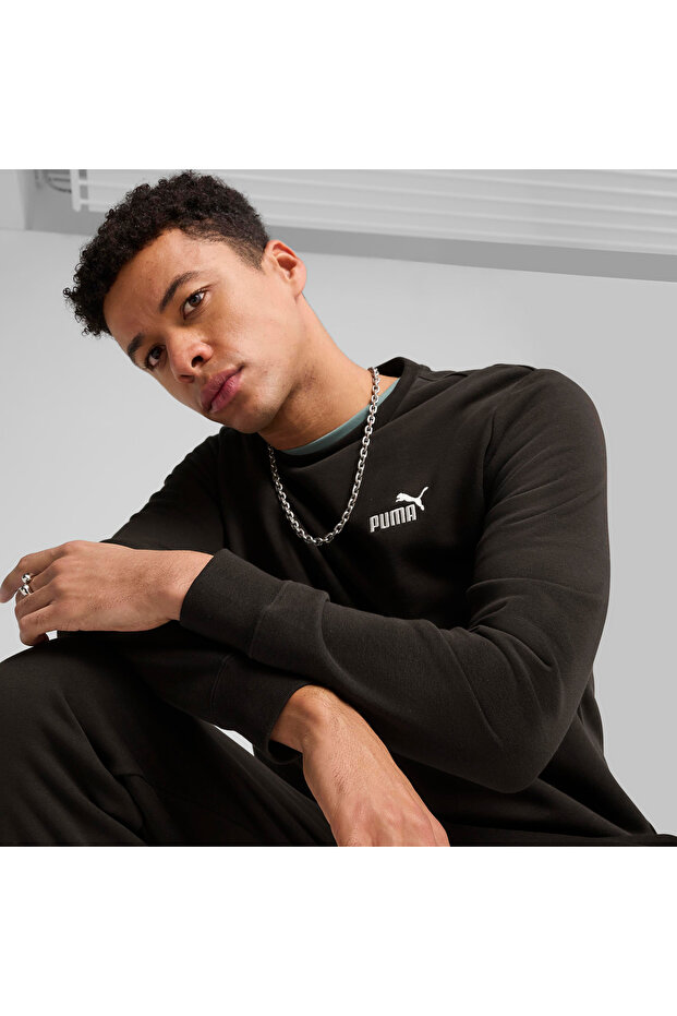 Essential Small No. 1 Logo Crew Erkek Siyah Sweatshirt - 7