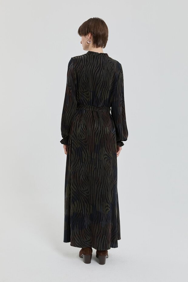 Jakarlı Bambu Elbise Siyah - 6