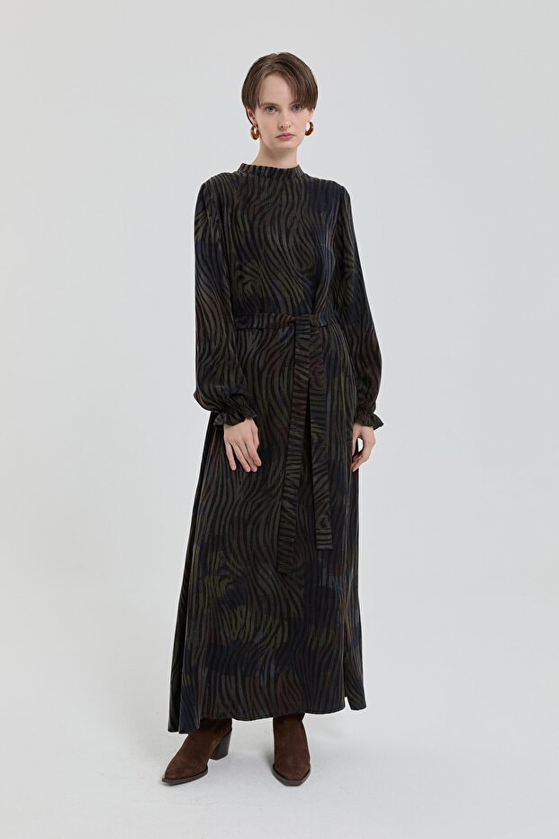 Jakarlı Bambu Elbise Siyah - 3