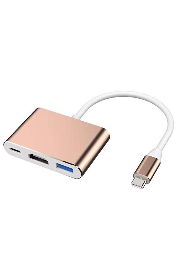 كابل محول 3 في 1 من النوع C HDMI وUSB