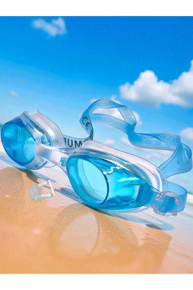Uv Protection Professional Silicone Strap Pool Sea Swimming Goggles (with Earplugs)