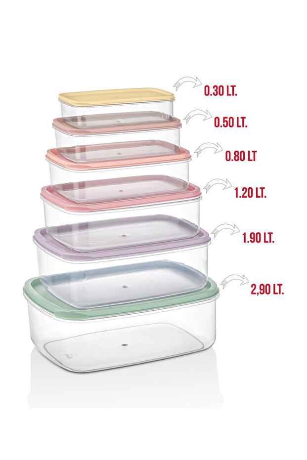 6 حاويات تخزين ملونة يمكن وضعها داخل بعضها - 1