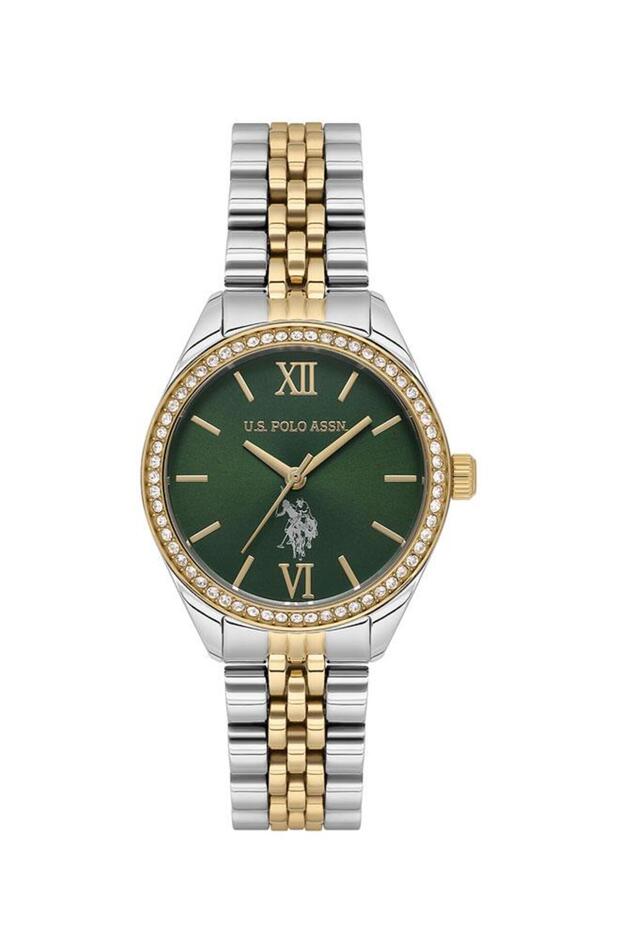 Stile Ladies' 30mm Watch – Forest Green Dial, Diamond Bezel, Two-Tone Band