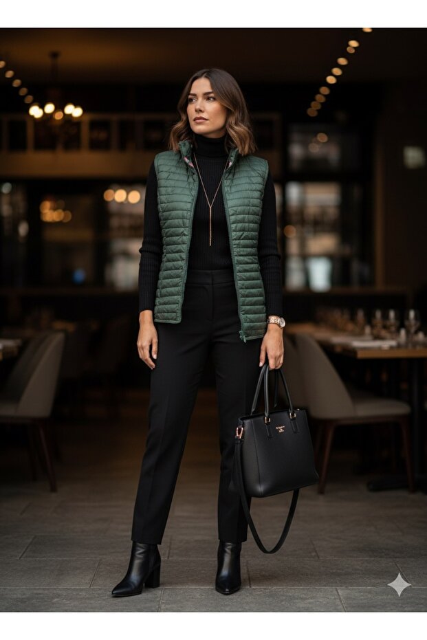 Kadın Çift Taraflı Kapitone Yelek - 1