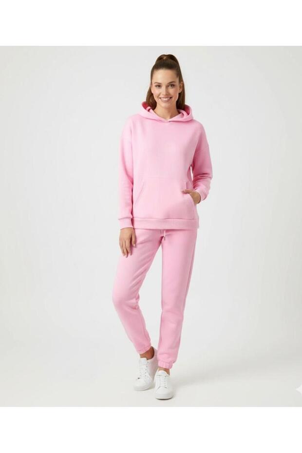 Women's Sweatshirt Jogger Hooded 3 Thread Tracksuit Set