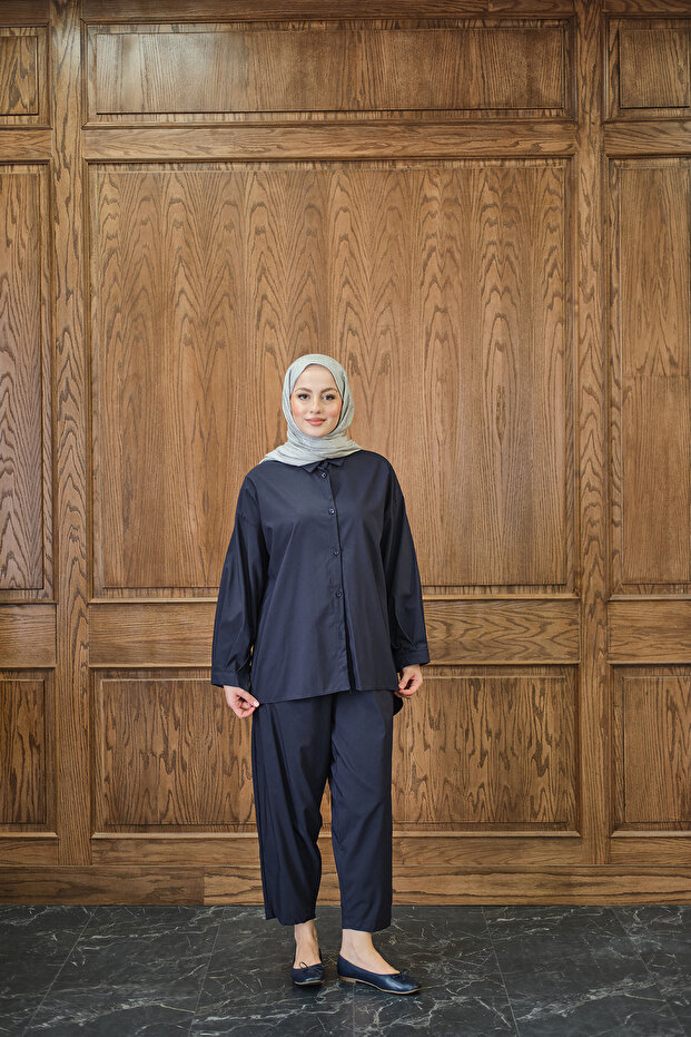 Women's Shirt Suit Navy Blue