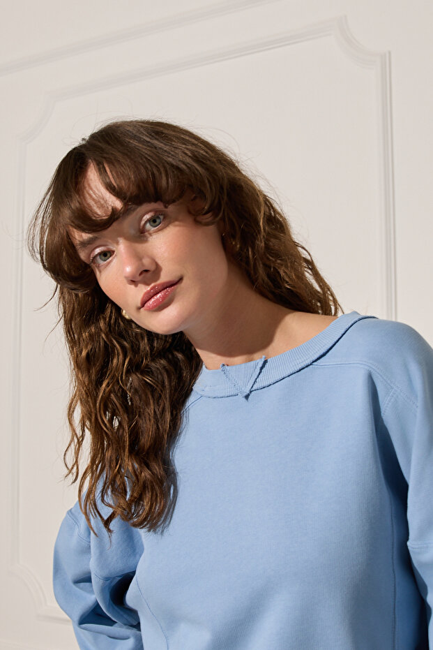 Yıkamalı Kısa Sweatshirt - 3