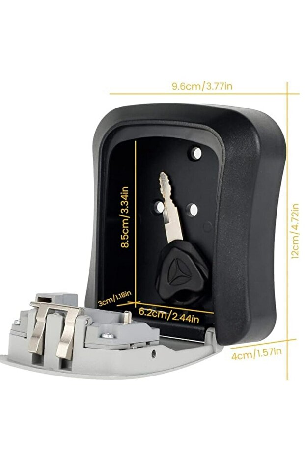 Manual Key Safe, Mechanical Combination, Security Box, Burglar-Proof, Compact, Black Gray, - 3