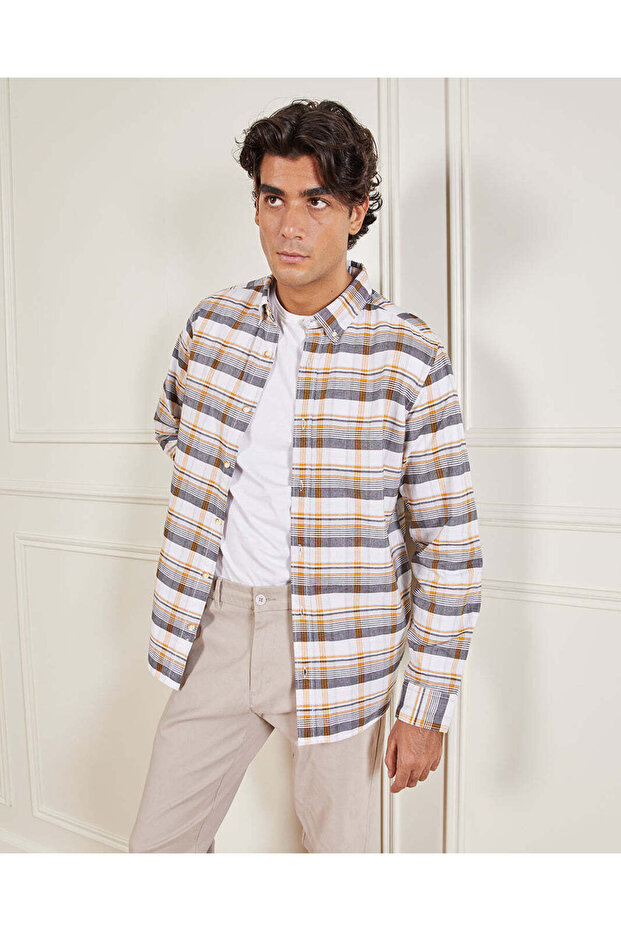 قميص رجالي متعدد الألوان بأزرار منقوش - 5