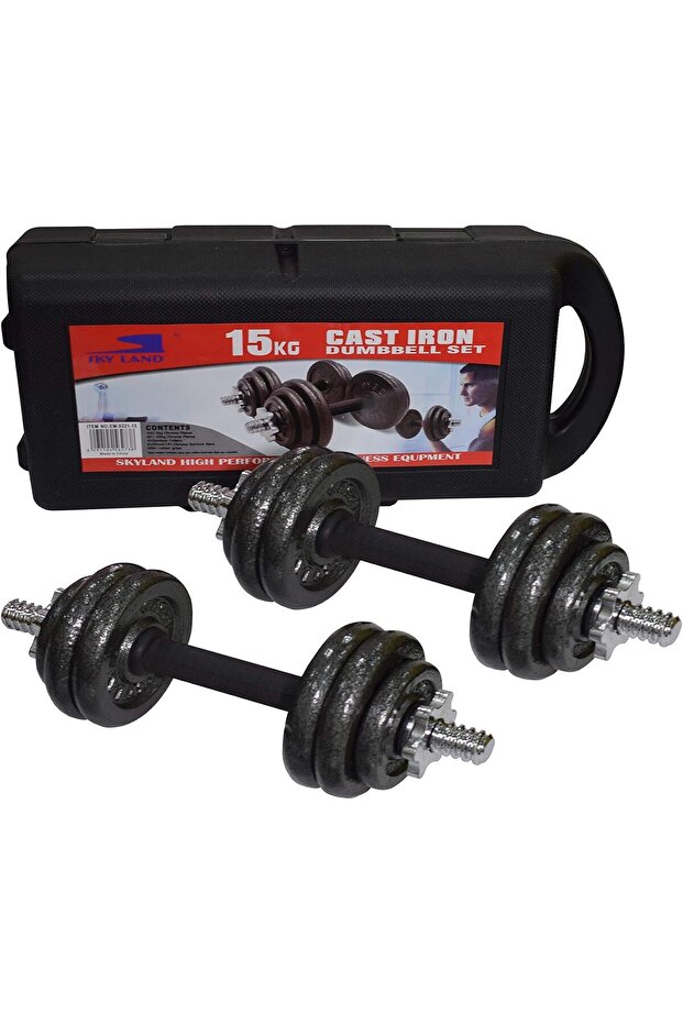 Cast Iron Dumbbell Set EM-9221-15 Adjustable Weights for Home Gym & Strength Training