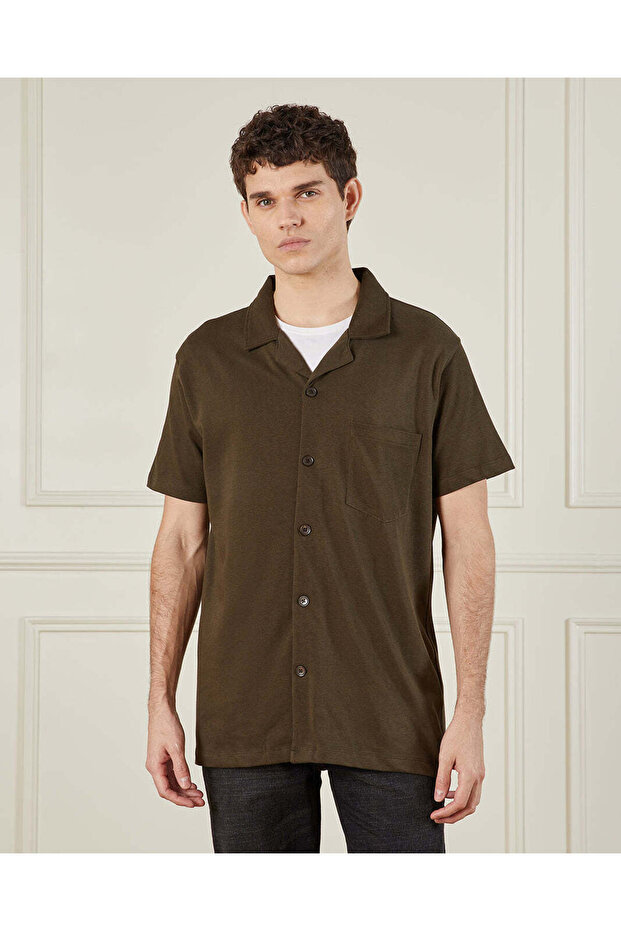 Men Brown Basic Shirt - 1