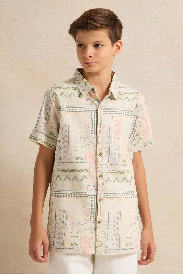 Senior Boys White Printed Shirt