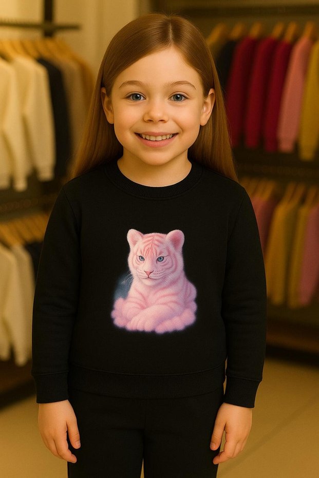 Crew Neck Long Sleeve Colorful Arslan Patterned Sha Fleece-Lined Weatshirt3-4-5-6-7-8-9-10-11-12 Age