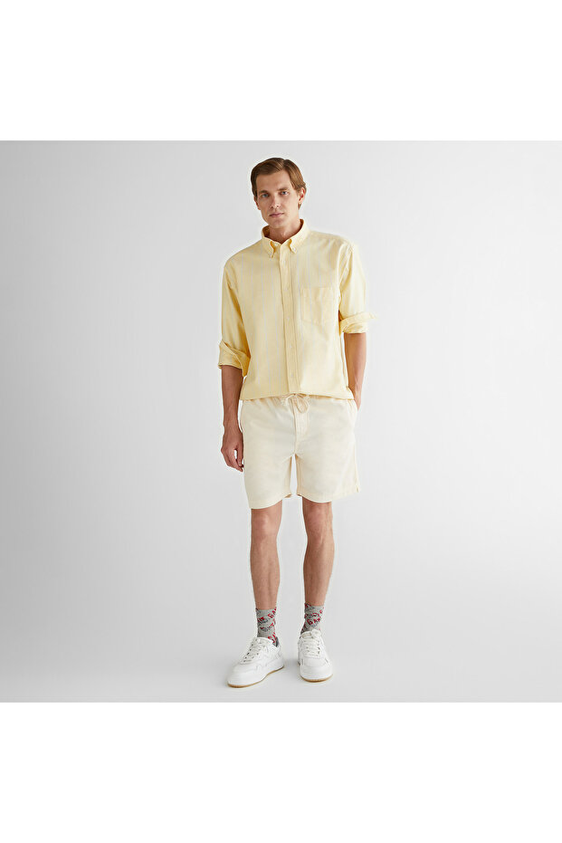 Erkek Krem Regular Fit Şort - 1