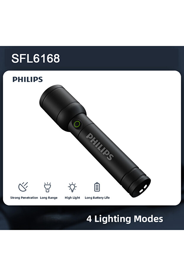 مصباح يدوي SFL6168 بتكبير بصري، مصباح LED محمول قابل لإعادة الشحن مع 4 إعدادات إضاءة