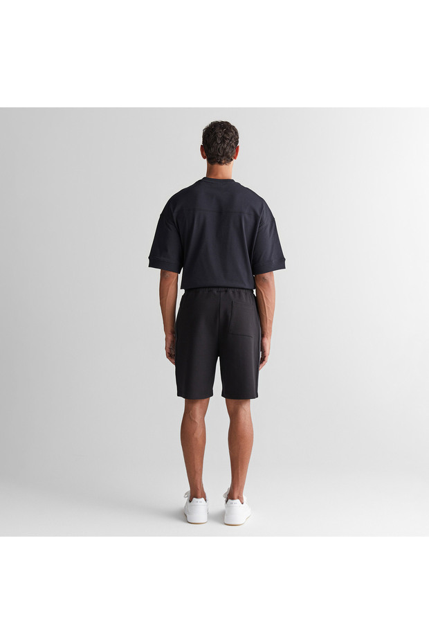 Erkek Siyah Regular Fit Logolu Şort - 2