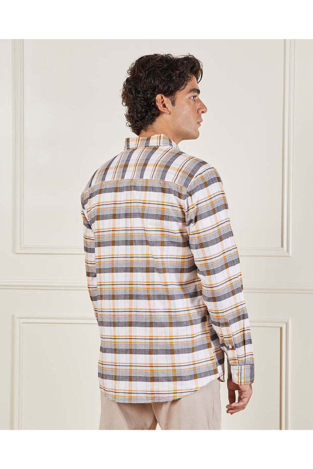 قميص رجالي متعدد الألوان بأزرار منقوش - 3