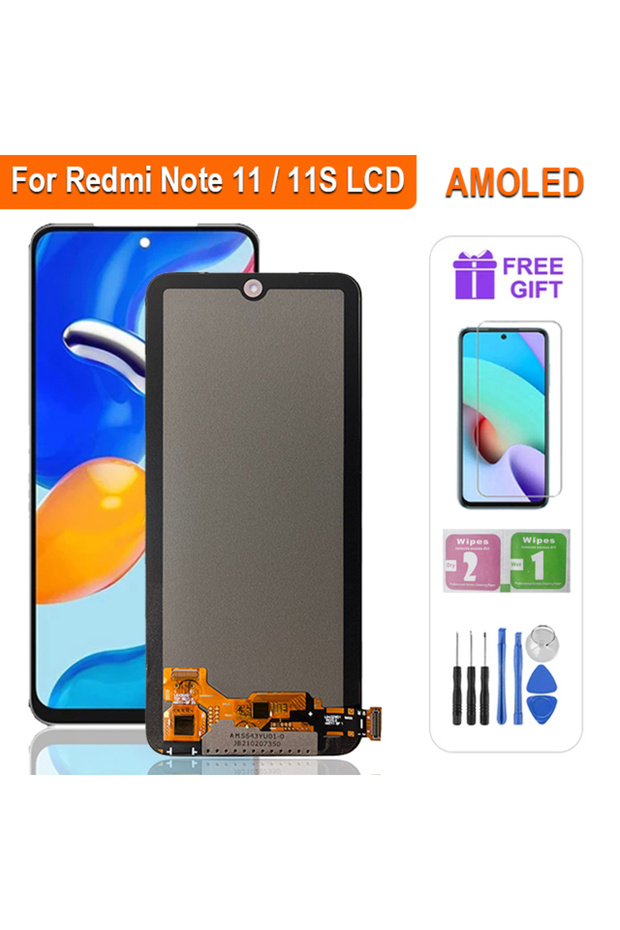 شاشة AMOLED بدون إطار، شاشة LCD سوبر AMOLED لهاتف Redmi Note 11، شاشة LCD 2201117TG، شاشة عرض تعمل باللمس مع محول رقمي