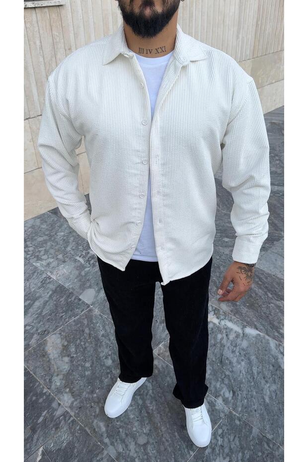 Oversize Kadife Gömlek - 2