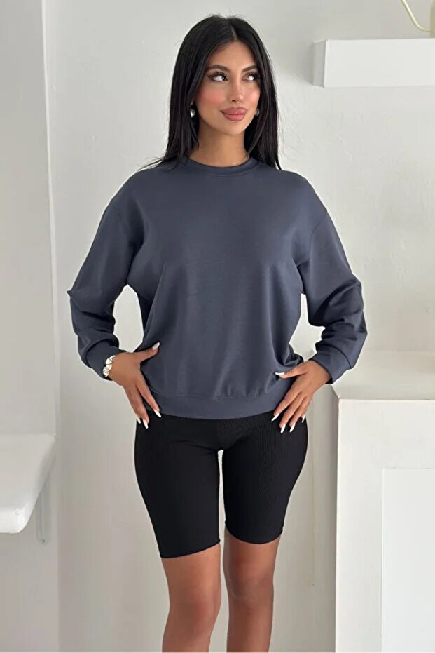 Füme Modal Kumaş Basic Sweatshirt - 2