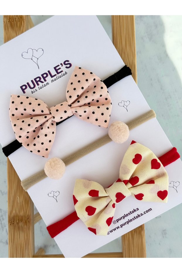 Handmade 3-Piece Newborn Compatible Ultra Flexible Baby Hair Band / Baby Hair Clip / Girl's Hair Clip