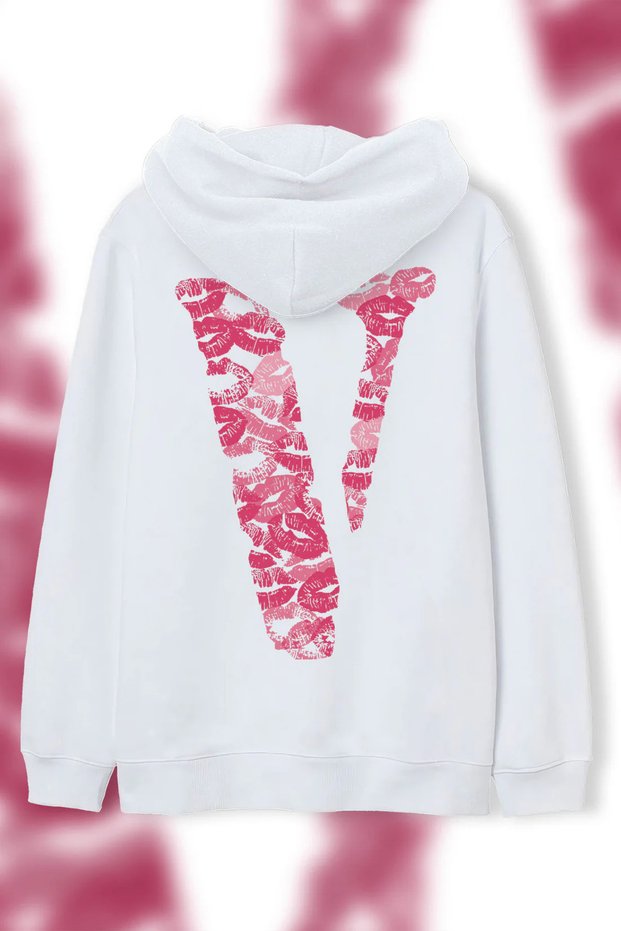 Vlone Kiss Printed Oversized Unisex Hoodie Hooded Sweatshirt 100% Cotton