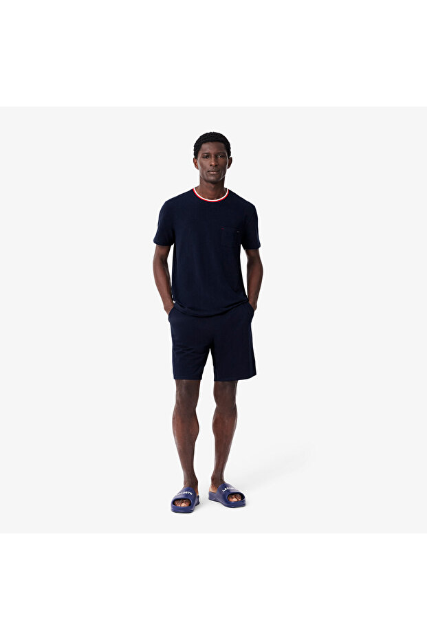 Erkek Relaxed Fit Kısa Kollu Bisiklet Yaka Lacivert Pijama Üstü - 5