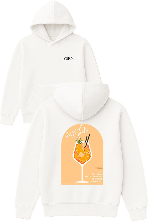 Aperol 1 Serving Design Printed Oversized White Hooded Sweatshirt