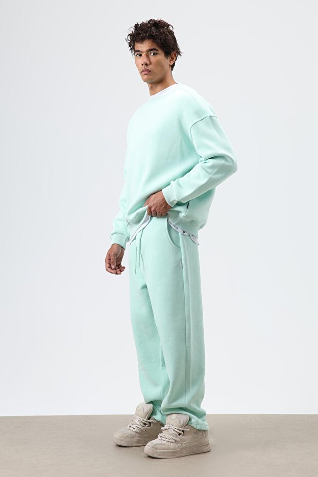 سويت شيرت بيسك قصة فضفاضة قابل للغسل بالنعناع - 5