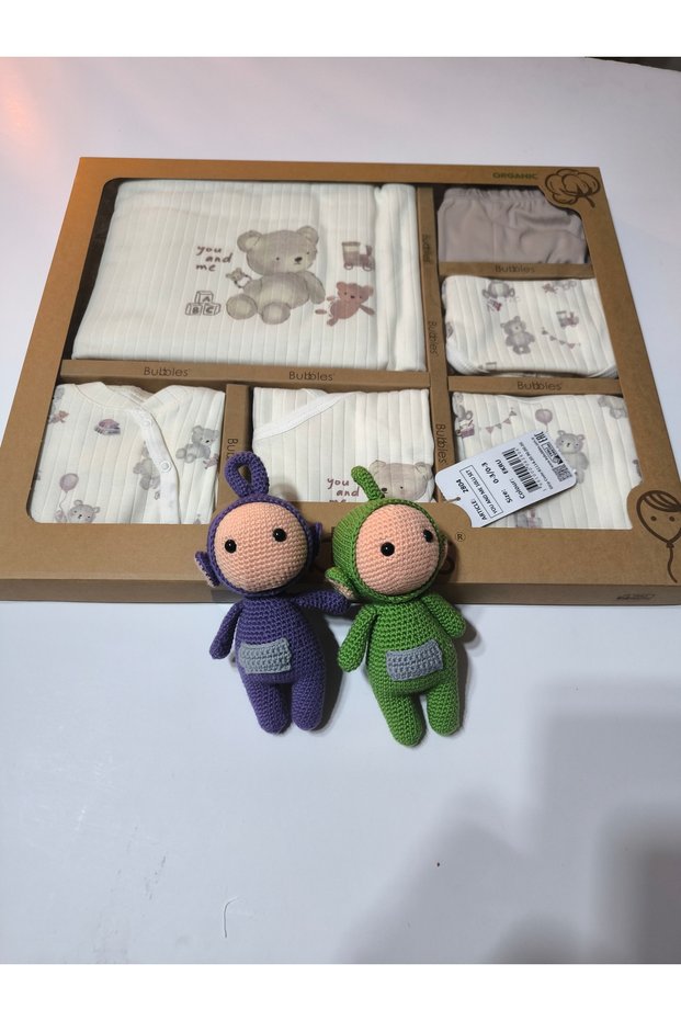 Girl-Boy Newborn Hospital Release 100% Organic Cotton Boxed 10-Piece Full Set with Teddy Bear
