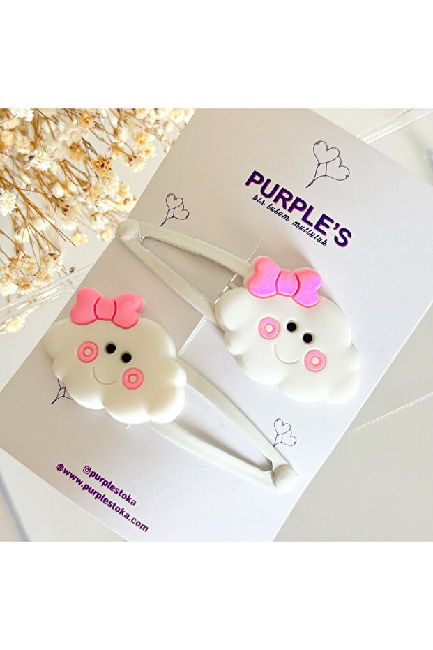 Cloud Detailed Girl's Snap Buckle Double Buckle