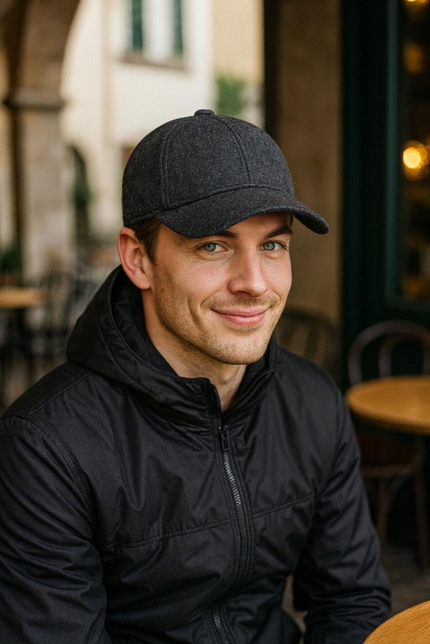 Smoked Cashmere Wool Men's Cap Hat