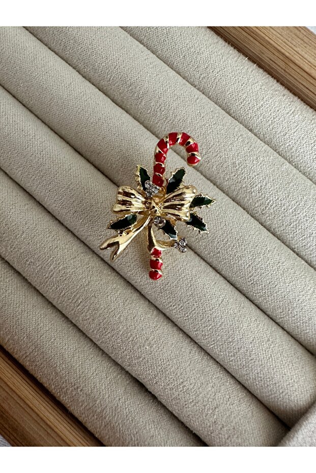 Baston Şeker Yılbaşı Broşu - 2