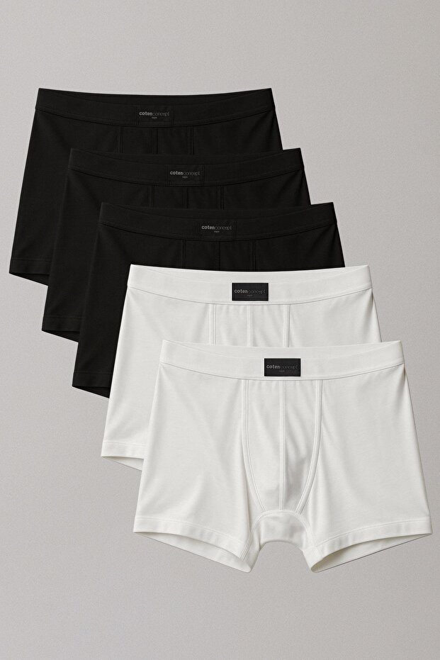 5 Adet Doğal Bambu Kısa Paça Boxer Şort - 1