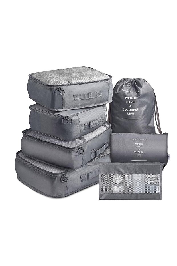 Packing Cubes 7 Pieces, Grey, One Size