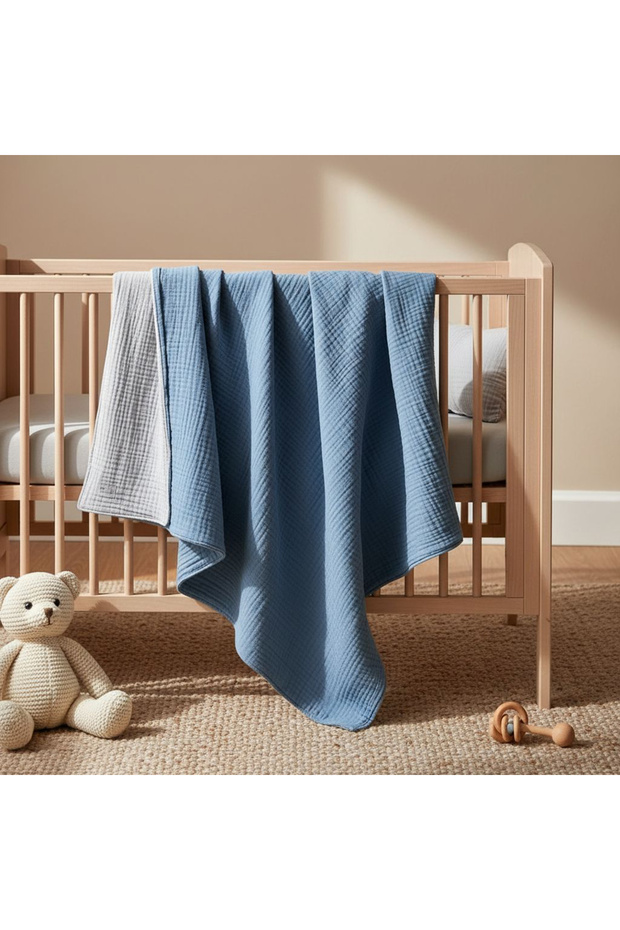 Double-Sided 8-Layer Muslin Baby Blanket and Pillow Set, 106X108 cm Baby Blanket