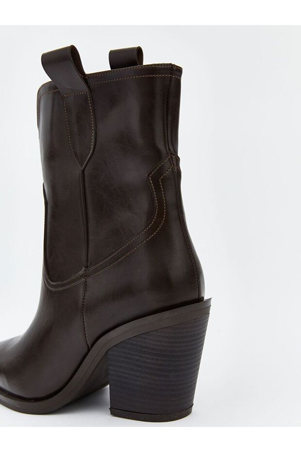LCW STEPS Sivri Burun Deri Görünümlü Kadın Bot - 5