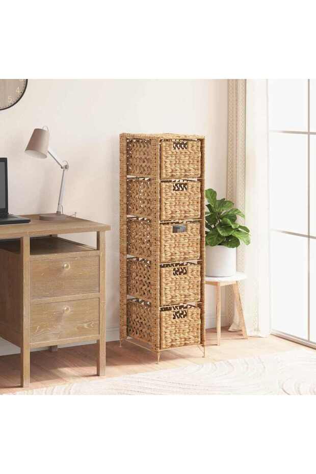Storage Unit with 5 Baskets 25.5x37x100 cm Water Hyacinth