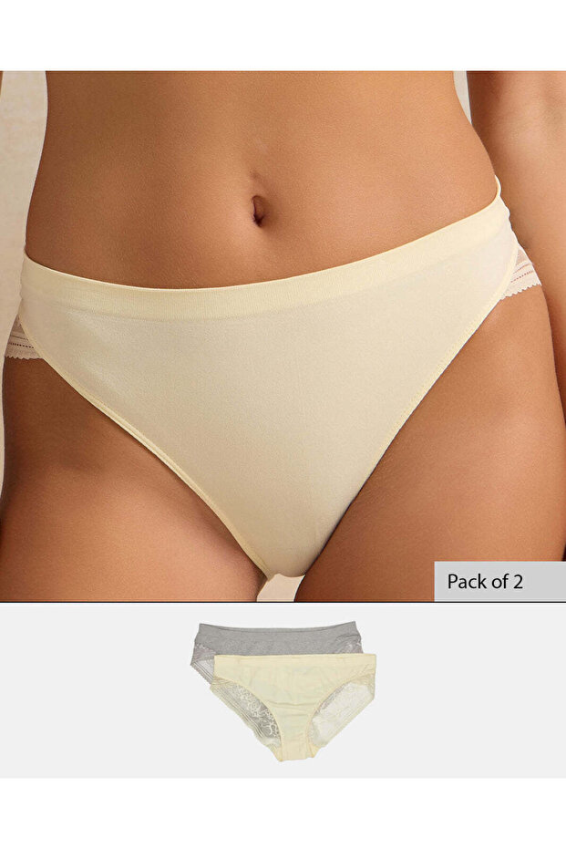 Women Yellow And Grey Boyleg Brief (Pack of 2)